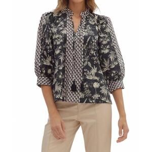 NEW ENTRO botanical blouse in multi